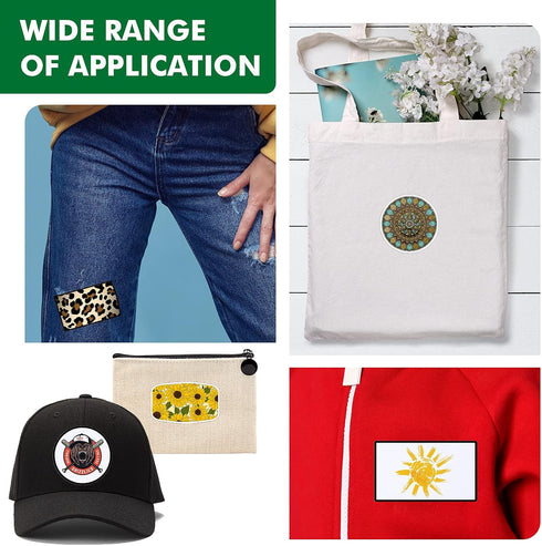 30 Pieces Sublimation Patches Fabric Iron-on Blank Patches 3 Shapes Repair Embroidery Sublimation Blank Hat Embroidery for DIY Crafts, Caps Clothe...