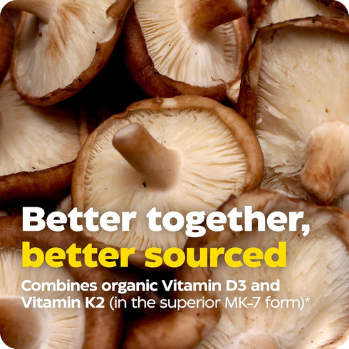 Enzymedica, Organic Vitamin D3+K2, 5,000 IU Vit D3 & 90 mcg Vit K2 MK-7, with Shitake Mushrooms & Prebiotic Fiber, Vegan, 60 Count...