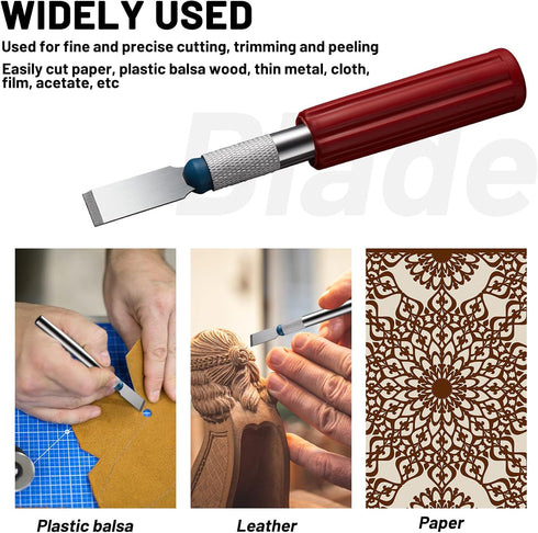 Size 18 Chiseling Blades SK5 Knife Blades No Handles Knife Square Blade Carbon Steel Chisel Tip Knife Blade with Plastic Storage Boxes for Craft C...