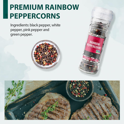 Soeos Spice Seasoning Set of 2, 3.5oz(150g), With Integrated Grinders, Salt and Pepper Grinder Set, Pure and Fresh Perfect for BBQ Seasoning Gift ...