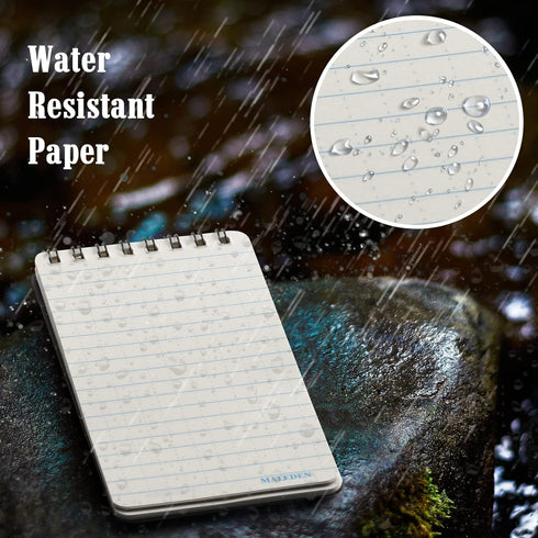 MALEDEN Waterproof Notebook, Spiral Notebook with Thick Graph Paper, 5 Pack Top Bound Pocket Notebook, Durable Cover Notebooks for Work, Outdoor, ...