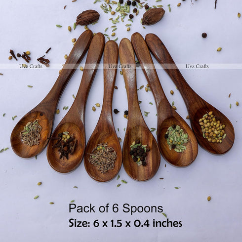 Wooden Small Spoons for Spices, Sugar Jar/Bowl, Spice Jar, Herbs, Salt, Condiments, Tea, and Coffee - Wooden Teaspoon, Wood Small Scoop for Bath S...