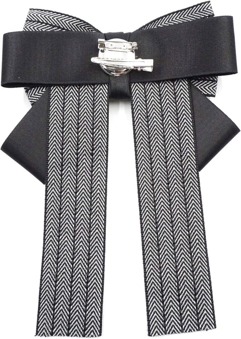 Topz black bow brooch for women large ribbon collar pin cravat Womens bow tie rhinestone brooch pin jabot bowtie for men necktie shirt decoration ...