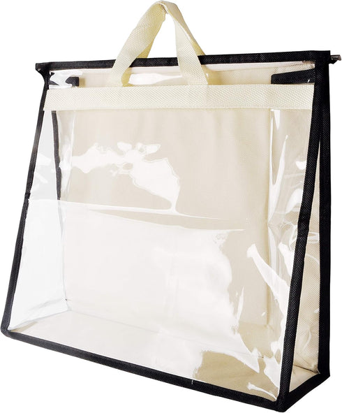 Vercord Clear PVC Handbag Dust-Free Cover Moistureproof Purse Storage Bag Organizer with Handle Zipper Space-Save Holder for Closet Beige XXL...