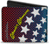 Buckle-Down Men's PU Bifold Wallet-Wonder Woman Stars/Face Halftone Blues/Red/Yellow/White, Multicolor, 4.0" x 3.5"...