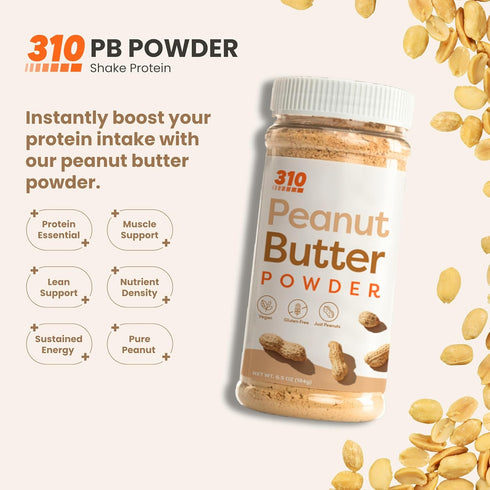 310 Nutrition Organic Powdered Peanut Butter - Low Fat, Plant-Based, Gluten Free, Sugar Free Peanut Butter Powder with 6g of Protein - 6.5oz (184g...