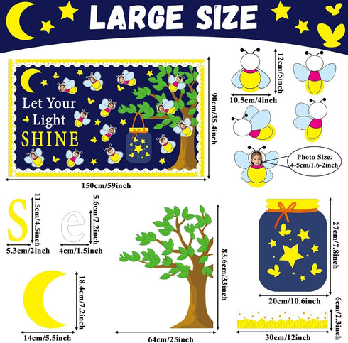 90pcs Firefly Bulletin Board Classroom Decorations Set Glowworm Tree DIY Craft Cutouts for Posting Photo Let Your Light Shine Cutout for School Cl...