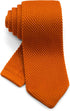 Men's Pointed Knit Tie Necktie Width 2.75 inches Washable Solid Color Orange...