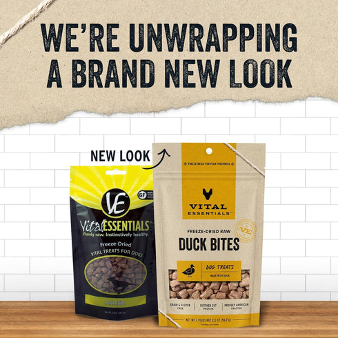 Vital Essentials Freeze Dried Raw Whole Animal Dog Treats, Duck Bites, 2 oz...