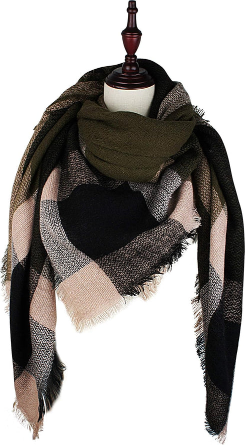 VIVIAN & VINCENT Fall Winter Scarf Classic Tassel Plaid Tartan Warm Soft Chunky Large Blanket Wrap Shawl Scarves for Women...