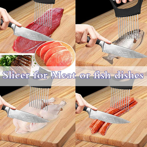 Stainless Steel Onion Holder for Slicing,Onion Slicer Holder,Onion Cutter for Slicing of Onions,Tomatoes,Avocados,Eggs and Other Vegetables,KItche...