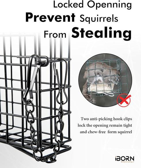 iBorn Suet Feeder Suet Bird Feeders for Outside Hanging,Squirrel Proof Suet Cakes Bird Feeder for Wild Birds,Metal Brown(Pack of 1)...
