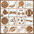 Sports Stencils, 16 Pcs Sports Ball Stencils, Football Basketball Golf Soccer Baseball Racing Diving Reusable Plastic Template for Painting on Woo...