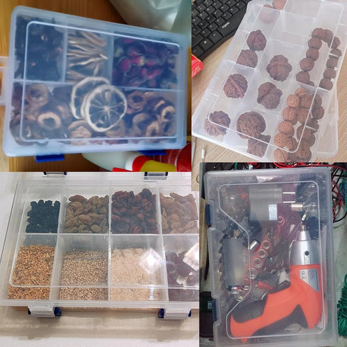 8 Grids Plastic Storage Box with Removable Divider Case for Electronics Jewelry Sewing Tool Gadgets...
