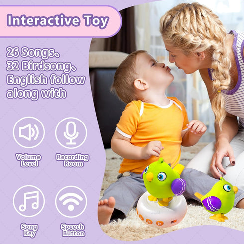 Toddler Toys 2-3, Interactive Musical Electronic Pets Talking Bird for Kids, Early Educational Learning Toys with 26 Songs & Recording, 1 2 3 4 Ye...