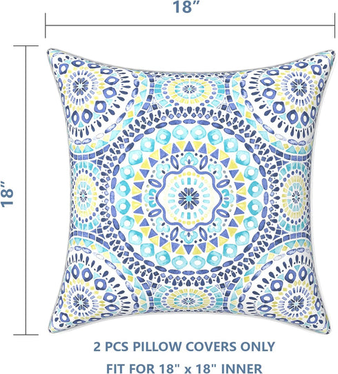 LVTXIII Pack of 2 Outdoor Throw Pillow Covers Accent Waterproof Pillow Covers ONLY, Patio Square Cushion Cases for Garden Balcony Couch Sofa Decor...