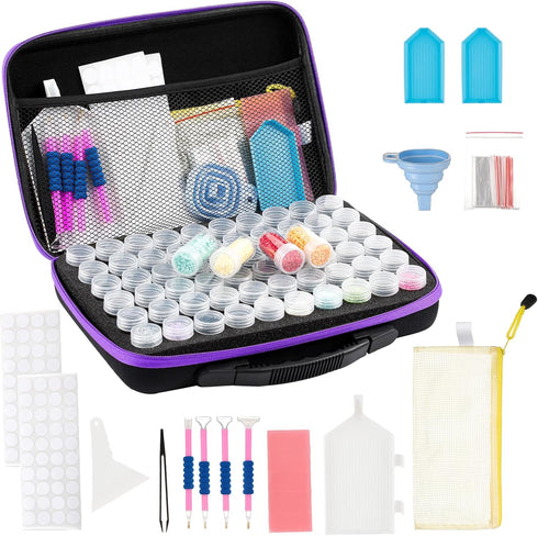 Douorgan 60-Slot Diamond Art Storage Case - Portable Shockproof Organizer and Accessory Box for Jewelry Beads...