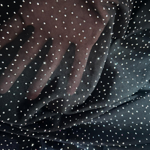 59x35 Inch Shiny Rhinestone Tulle Fabric One Yard Rhinestone Fabric Stretch Rhinestone Mesh Fabric for Background DIY Women's Sexy Costumes Weddin...