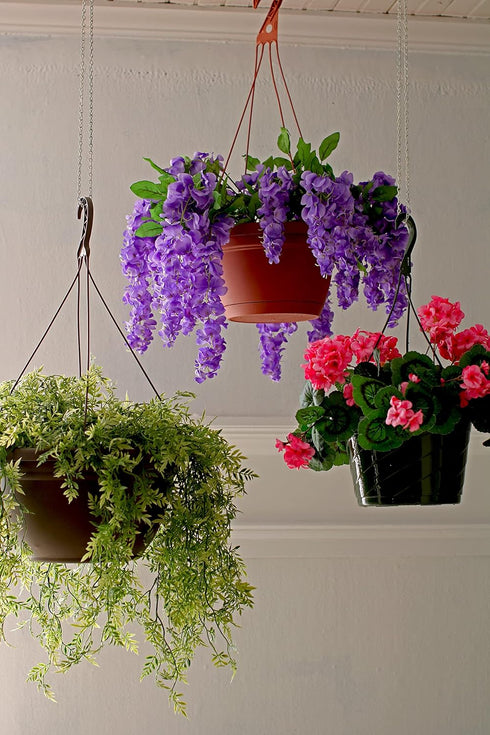 The HC Companies 12 Inch Euro Hanging Planter - Plastic Garden Hanging Baskets for Outdoor Plants, Clay...