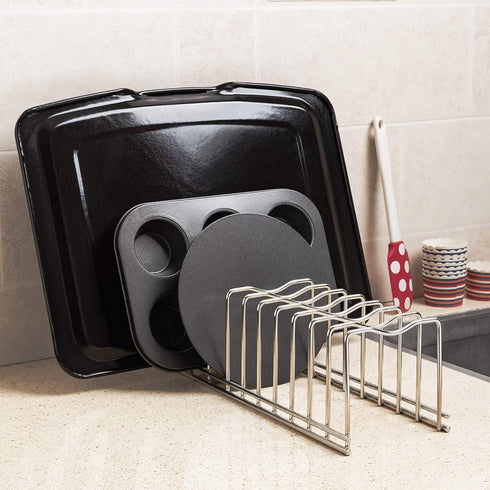 SANNO Pot Lid Organizer Pot Lid holder, Pots and Pans Organizer Drawer Plate Organizer for Bakeware Dish Plate, Cutting Boards, Pots & Pans, Servi...