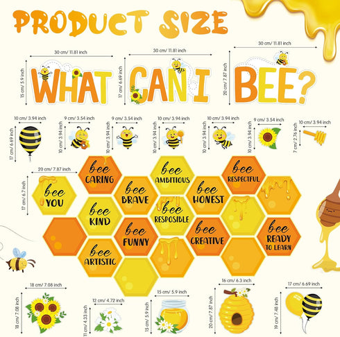 39 Pcs Bee Bulletin Board Set Bee Inspirational Bulletin Board Decor Honey Bees Cutouts with Adhesive Dots Bee Classroom Bulletin Board Decoration...