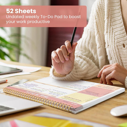 Weekly To Do List Notepad with 52 Undated Sheets?8.5"×11"?- Undated Weekly Planner Notepad for Office Desk Accessories and Supplies - Sunshine Pet...