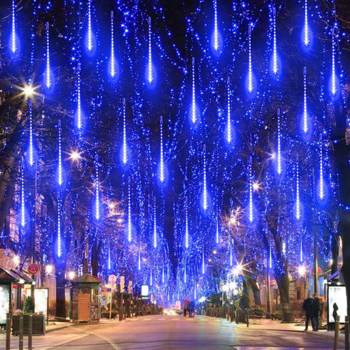 Aluan Christmas Lights Outdoor Meteor Shower Rain Lights, 40cm/16inch 10 Tubes 360 LEDs Waterproof Falling Rain Hanging Lights with UL Plug for Ch...