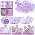 4Rolls 20 Yards Floral Wired Edge Ribbon Purple Lavender Butterfly Printed Burlap Ribbon for Gift Wrapping Wreath Bow Making Craft for Wedding Bri...