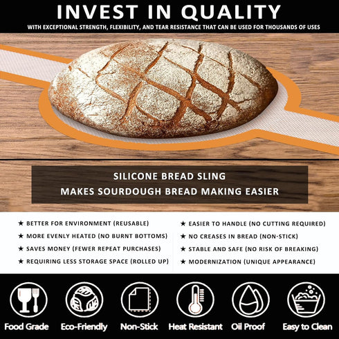 Silicone Bread Sling Oval and Round for Dutch Oven, KITMAL Non Stick Reusable Silicone Baking Mat with Long Handles Sourdough Bread Baking Supplie...
