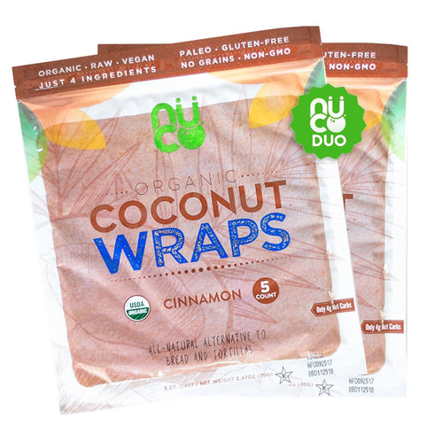 NUCO All-Natural, Certified Organic, Paleo, Gluten Free, Vegan Non-GMO, Kosher Raw Veggie Coconut Wraps Cinnamon Flavor. NO Salt Added Low Carb an...
