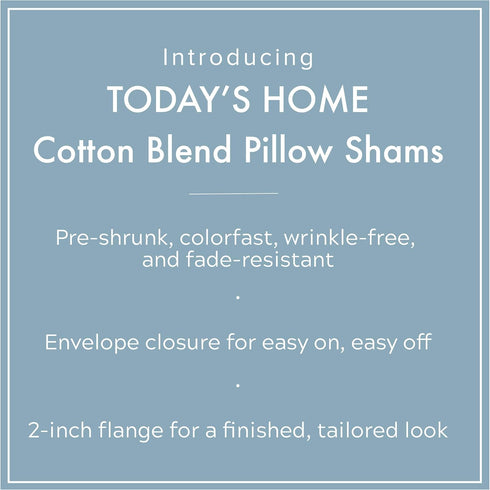 TODAY'S HOME Tailored Bed Pillow Shams, Cotton Blend Design, Standard, Ivory, 2-Pack...