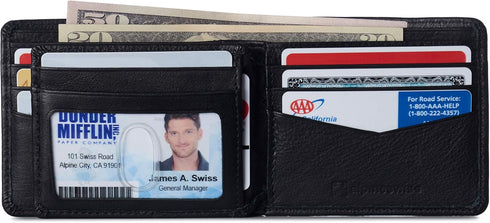 Alpine Swiss Wallet for Men Nolan Commuter Bifold Dual ID Windows for License Work Badge RFID Protection Divided Bill Section Gift Boxed Black...