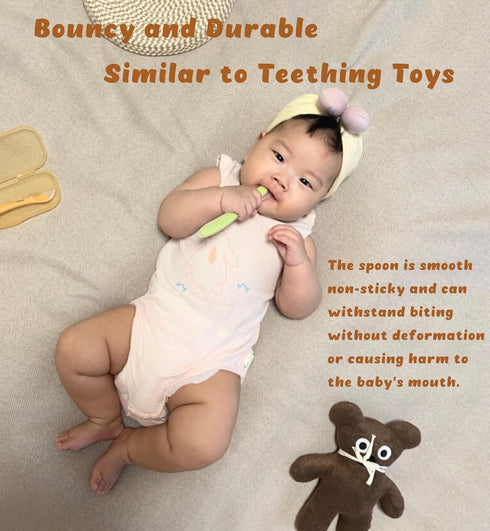 Baby Spoons, First Stage Feeding For Baby, Soft Silicone, Toddler spoon, Baby's First Foods Spoon Set with Travel Case, Gum-Friendly, Baby Gifts, ...