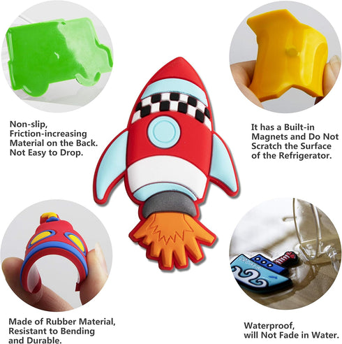 WISESTAR 26PCS Transports Rubber Fridge Magnets for Kids- Aircraft, Boat, Vehicle, Car Refrigerator Magnet for Whiteboard - Educational Toy Tool S...
