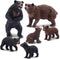 Toymany 6PCS Bear Figurines, Realistic Forest Animals Bear Family Figures Toy Set includes Brown Bears Black Bears and Cubs, Education Toy Birthda...
