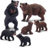 Toymany 6PCS Bear Figurines, Realistic Forest Animals Bear Family Figures Toy Set includes Brown Bears Black Bears and Cubs, Education Toy Birthda...