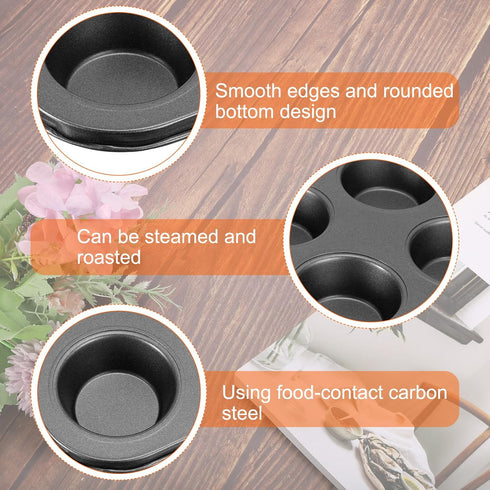 uxcell Cupcake Pan, 24-Cup Non-Stick Muffins Pan Round Cupcake Tins Baking Pan Bakeware Carbon Steel Cake Molds for Baking, Making Muffins Cakes, ...