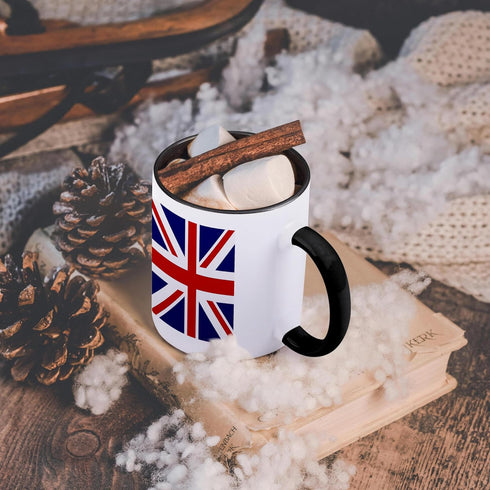 3dRose (mug_159852_4) British Flag - red white blue Union Jack Great Britain United Kingdom UK England English souvenir GB - Two Tone Black Mug, 1...