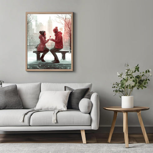 Posterizer 1 pcs-couple's exchanging love on snowy Valentine's day -5-Romantic Art-Holiday Poster Collection-Gift for Couples boyfriend girlfriend...