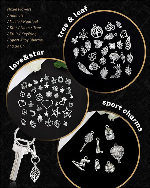 JIALEEY 300 PCS Wholesale Bulk Lots Jewelry Making Charms Mixed Smooth Tibetan Silver Alloy Charms Pendants DIY for Bracelet Necklace Jewelry Maki...