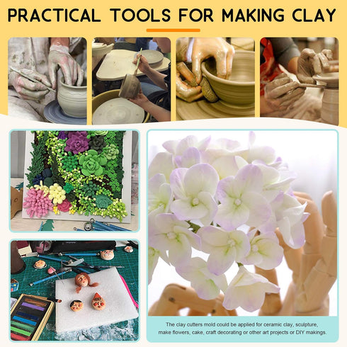 Rustark 75Pcs Polymer Clay Cutters Set 15 Sizes Stainless Steel and Plastic Indentation Round Circle Shape Cutters Molds, Ceramics Dotting Tool, P...