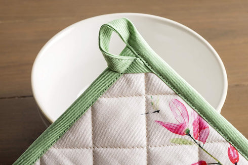 Maison d' Hermine Pot Holders set 100% Cotton Heat Resistant Potholders 8" x 8" Hot Pads with Loop BBQ, Cooking, Baking, Grilling, Kitchen, Handli...
