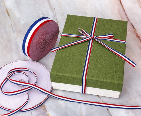 ATRBB 24 Yards 1 Inch Red/White/Blue Stripe Grosgrain Ribbon Double Face Polyester Colorful Ribbon for Crafts DIY Gift Package Wrapping...