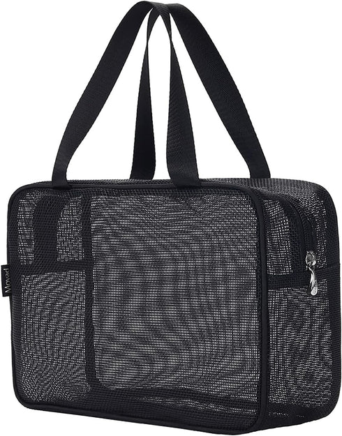 Moyad Mesh Shower Caddy Portable Toiletry Tote Gym Bag for College Dorm Bathroom (Black Large)...