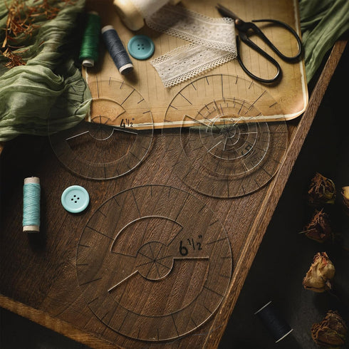 Geyee 5 Pcs Circle Ruler Quilting Template Set Circle Templates for Quilting Circle Rulers Quilt Arc Circle Cutter Ruler, 5 Sizes (Classic)...