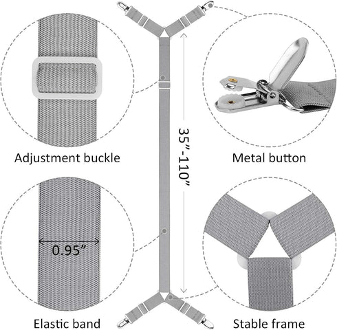 ACEDÉCOR Sheet Straps, Fitted Sheet Clips Under Mattress Keeping Sheets in Place, Bed Sheet Holders Straps for Twin, Full, Queen, King(Light Grey)...