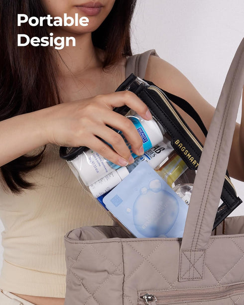 BAGSMART TSA Approved Toiletry Bag, Clear Travel Toiletry Bag, Makeup Cosmetic Pouch Bag for Women Men Carry on Airport Airline Quart Size Complia...