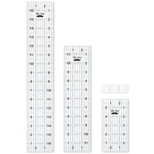 Mr. Pen- Sewing Ruler, 3 Pack, 6", 12" & 17", Acrylic Ruler, Quilting Ruler, Cutting Ruler, Acrylic Ruler for Cutting Fabric, Rulers for Quilting ...