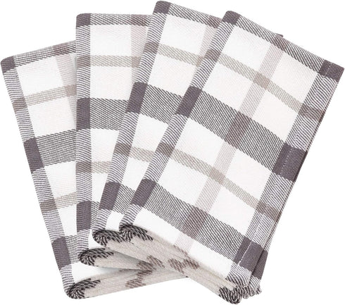 SARO LIFESTYLE Yuri Collection Plaid Design Cotton Napkin (Set of 4), 20", Grey...