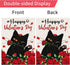 Happy Valentine's Day Garden Flag with Black Cat and Rose Floral Pattern Burlap Double Sided Yard Flag 12 x 18 Inch Garden Decoration for Valentin...